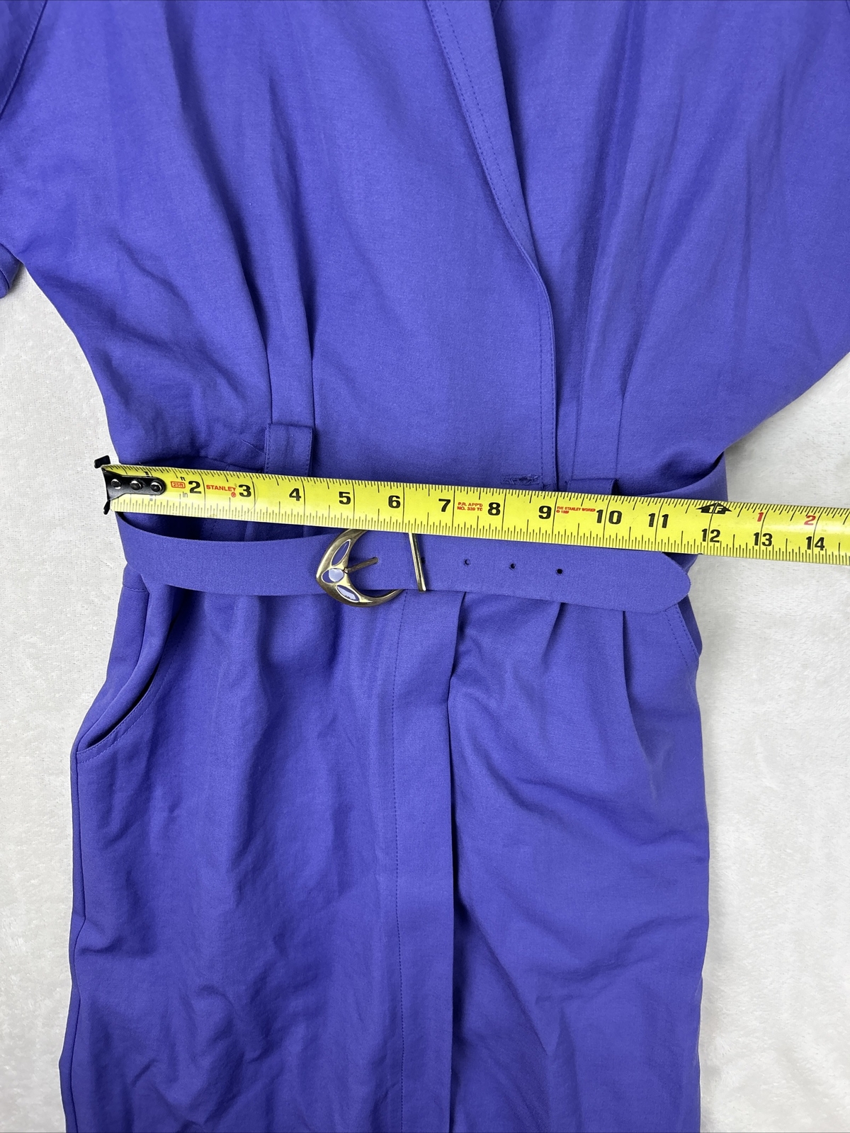 Vintage 80s Joseph Ribkoff Purple Dress Suit One Piece With Belt Button Up Skirt