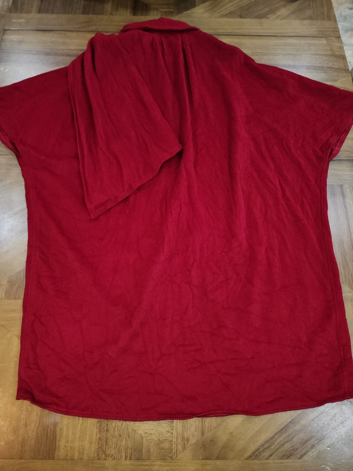 Gemini 100% Wool Shawl Cape Cocoon Wrap Coat Red Vintage 1960s 70s