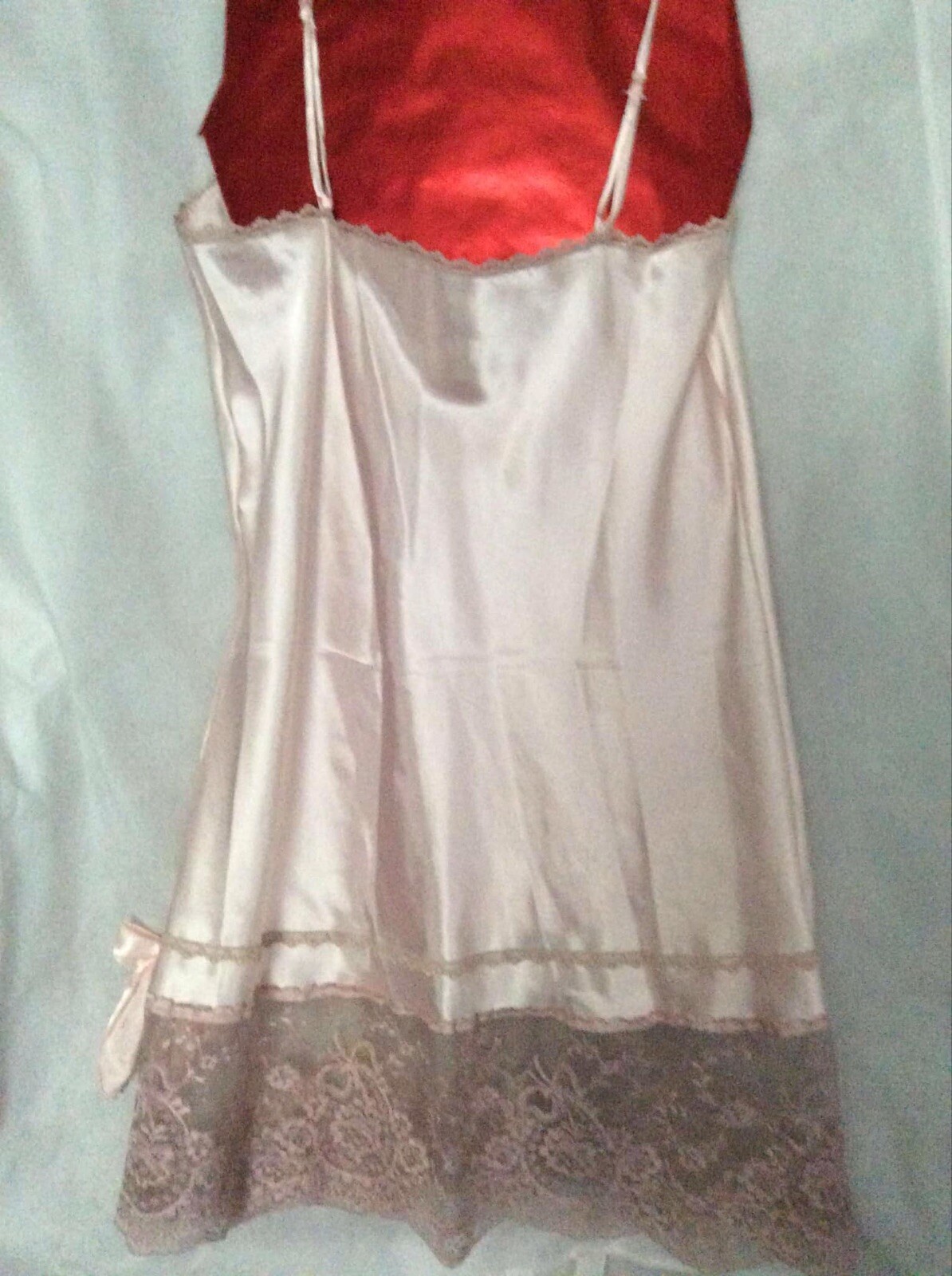 Vintage Large Lady Cameo Chemise Nighty Slip Dress Silky Pink Wide Lace OS Robe