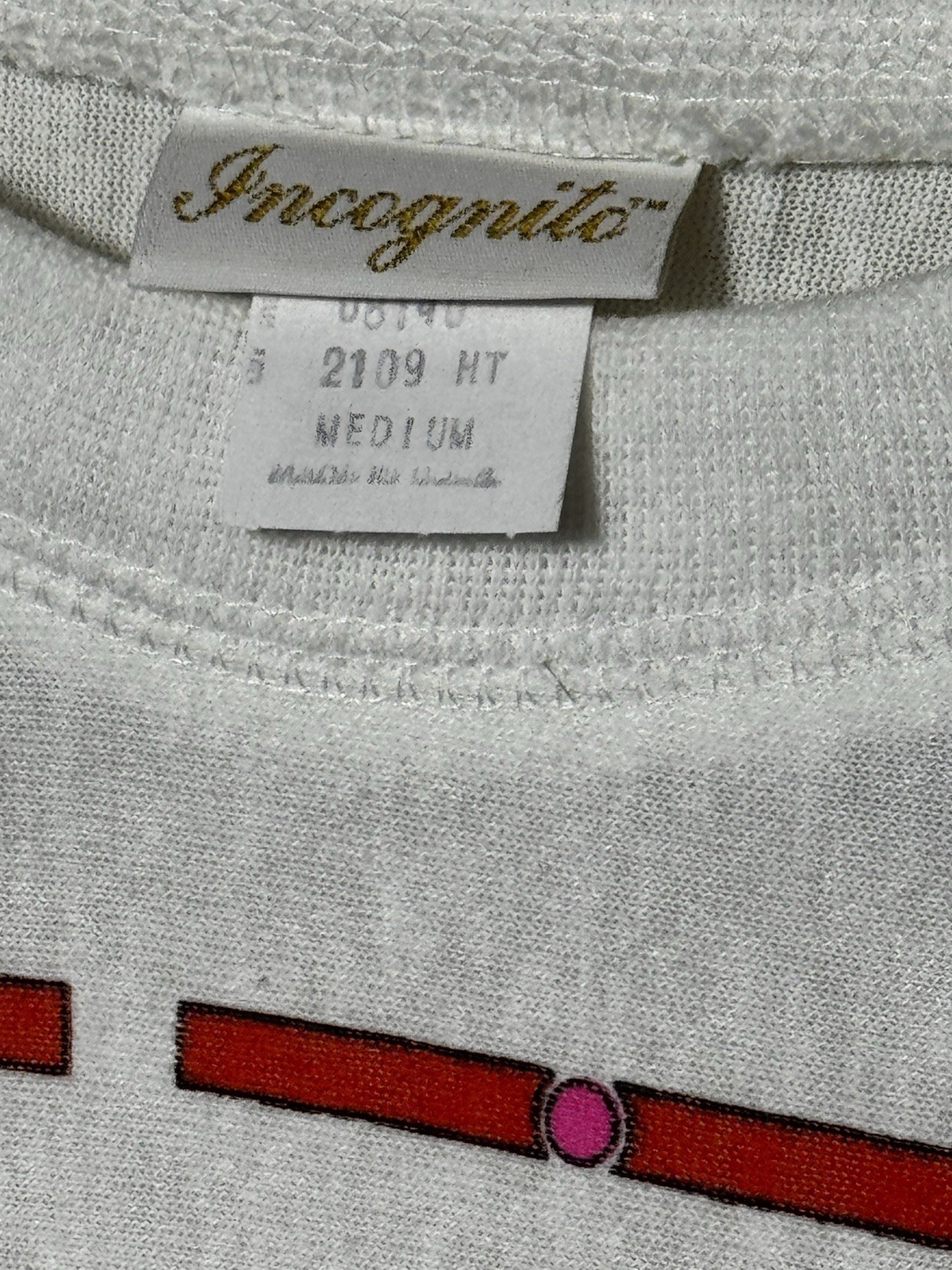 Vintage 1980’s Woman’s Incognito Pocket T-Shirt Geometric Shapes Design Size Med