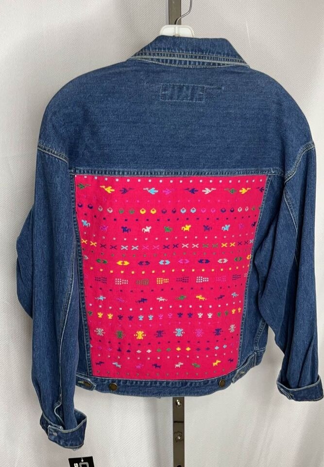 NWT Vintage 80s Claus Sport Denim Jacket M Aztec Southwestern Pink Trucker Rare