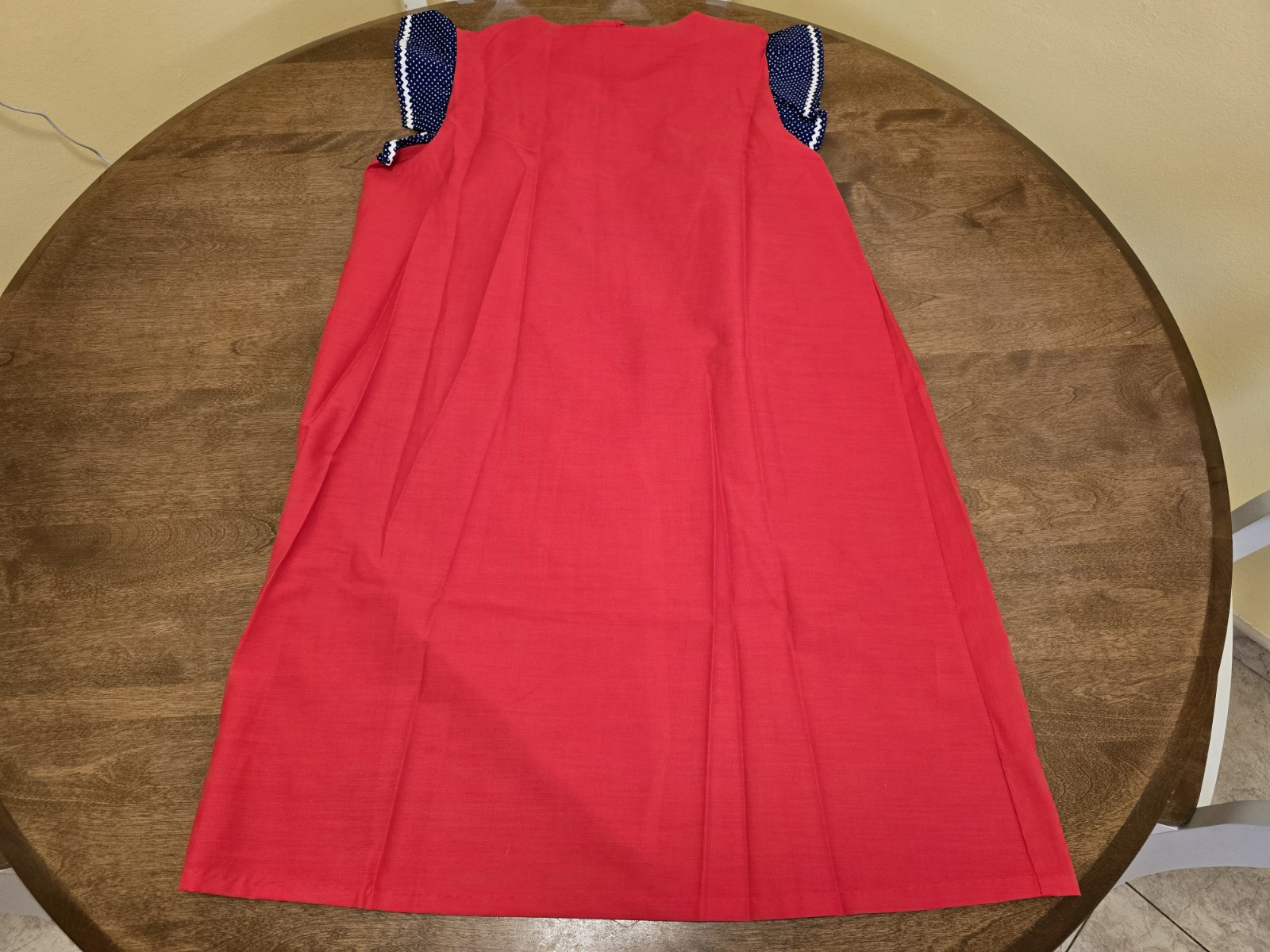 Vtg 1960/70 Renee Red White Blue 1/2 Zip Front Prockets House Dress Large NWOT
