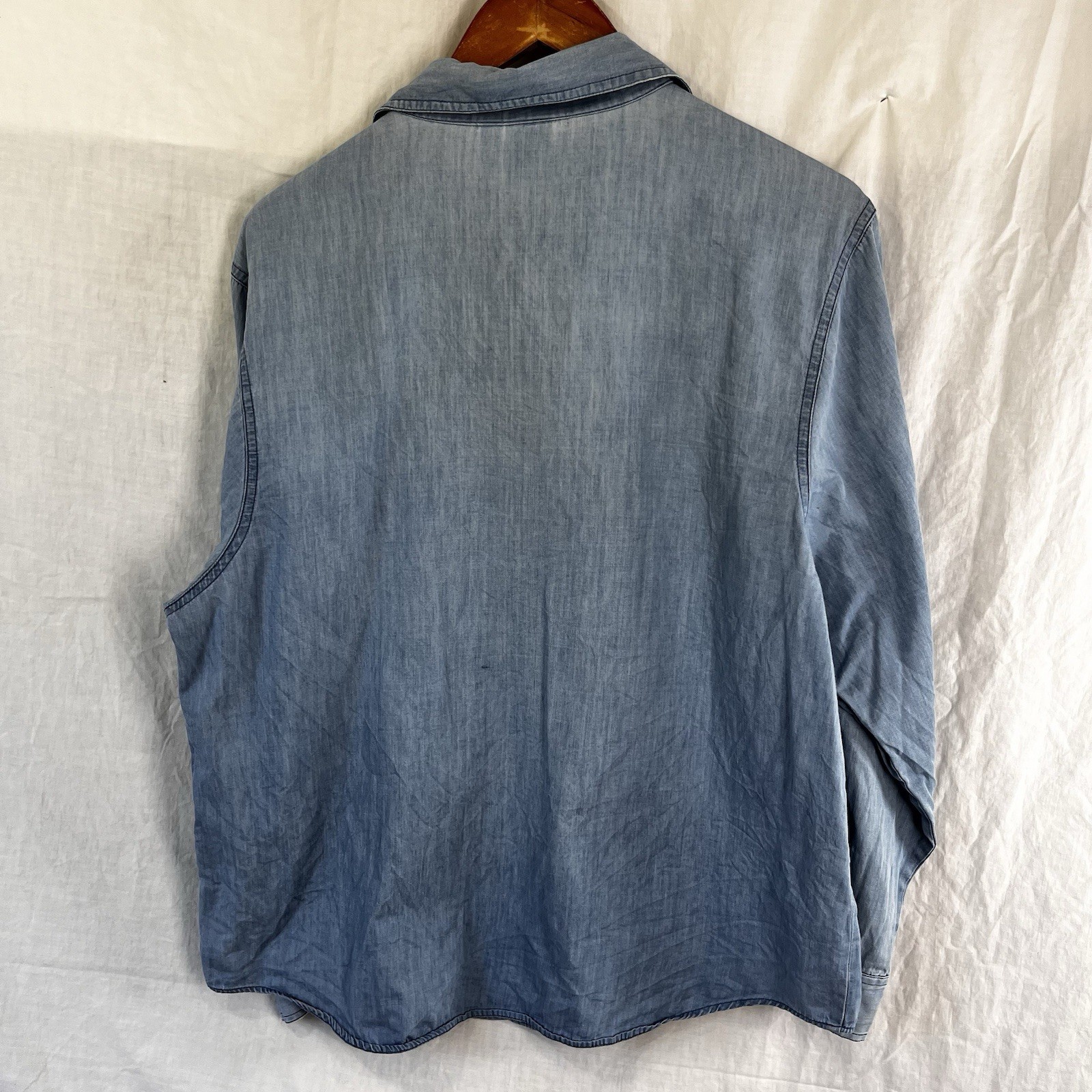 Hammerschmid Vintage Chambray Shirt Womens Size 40 German Cotton Embroidered