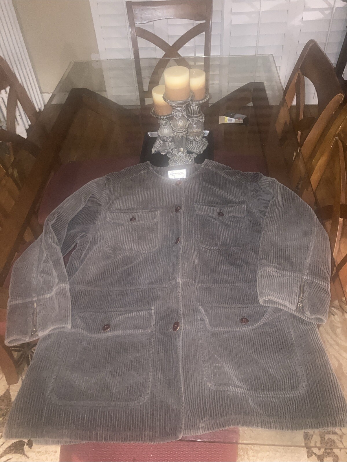 Vintage 1990 Emanuel Emanuel Ungaro Gruppo GFT Green Corduroy Coat Size10/44