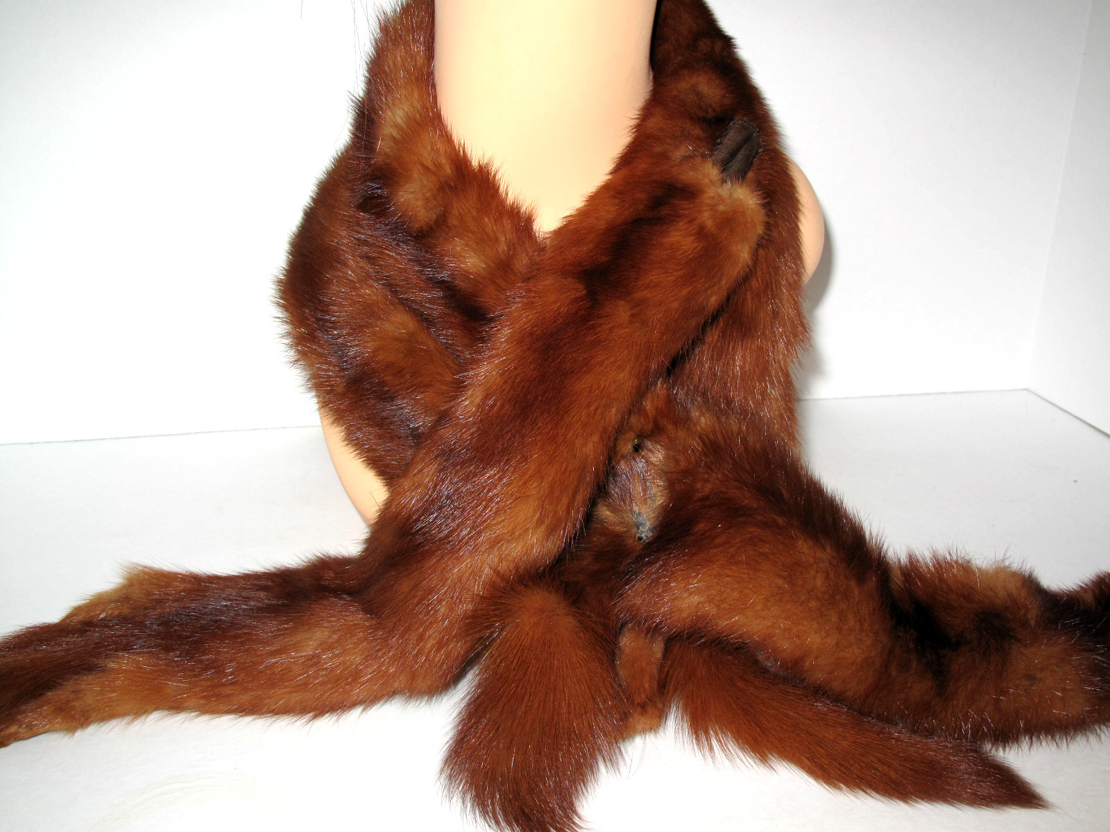 Vintage 5 Pelt Mink Real Fur Stole Scarf Shaw Wrap 48 inches long FURS by Carin