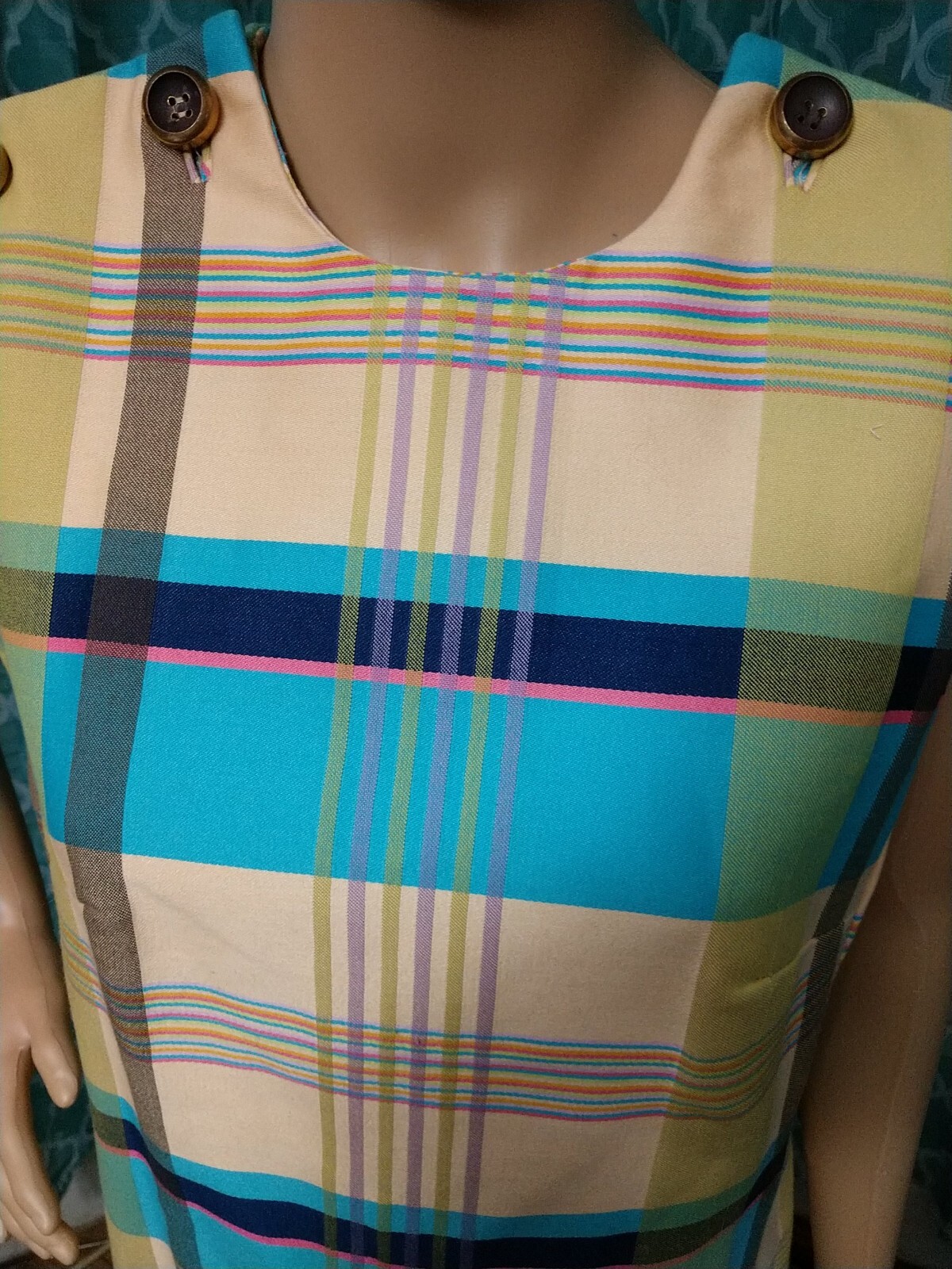 Vintage Nancy Greer 1960-1970’s bright stripes plaid Jumper NY