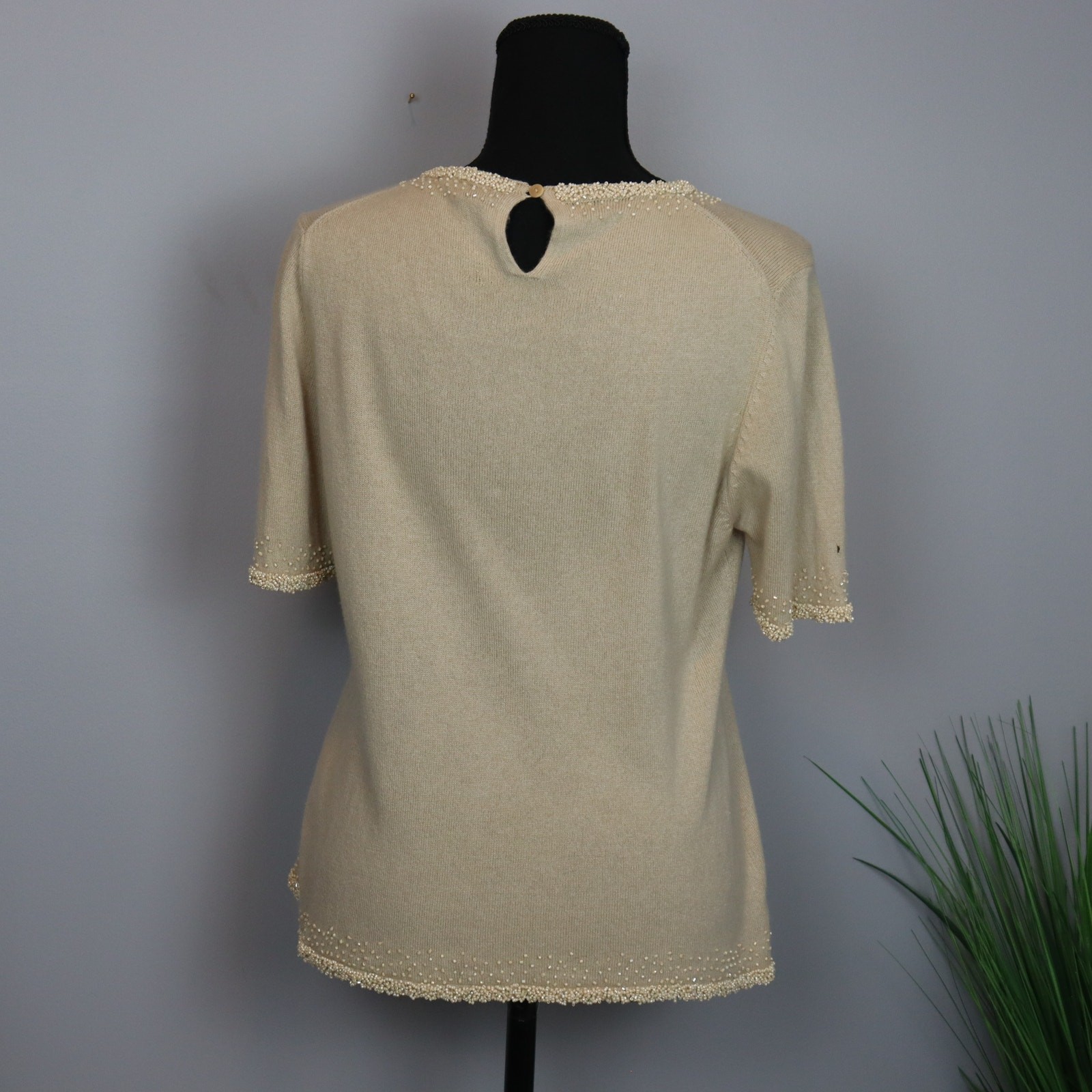 Vintage Jaeger hand beaded silk and cashmere sweater size Large