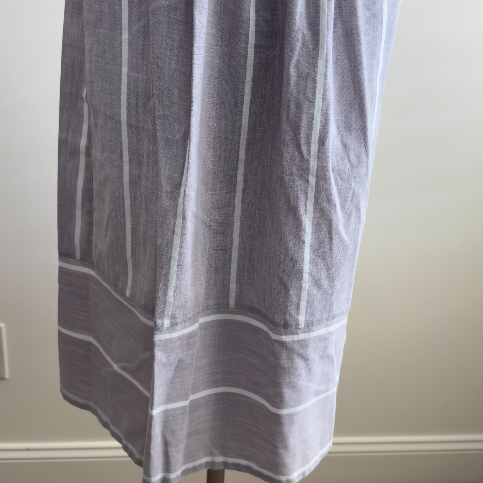 Nancy Lynn Fashions Gray White Striped Size 9/10 Skirt Top 2 Pc Set Vtg 1970s
