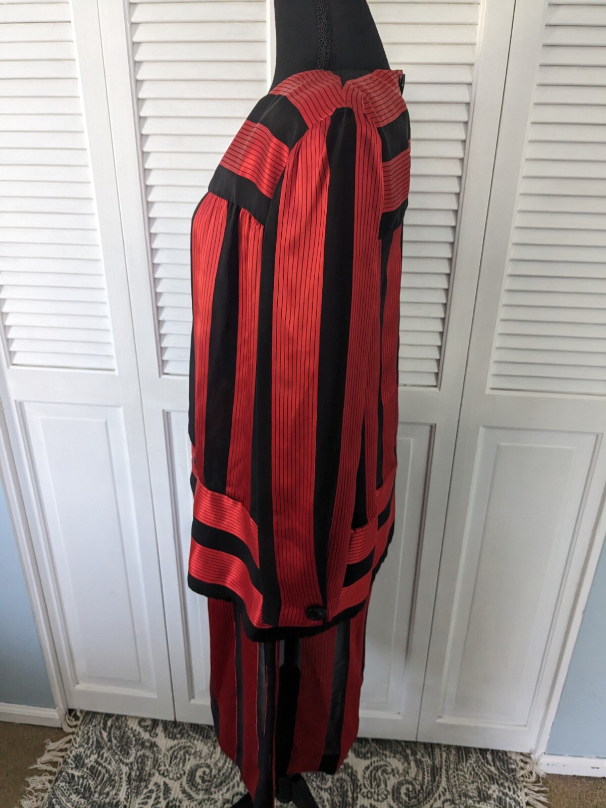 Lorac Original Dress Women’s L/XL Vtg 80s Red Black Stripe Drop Waist Nostalgic