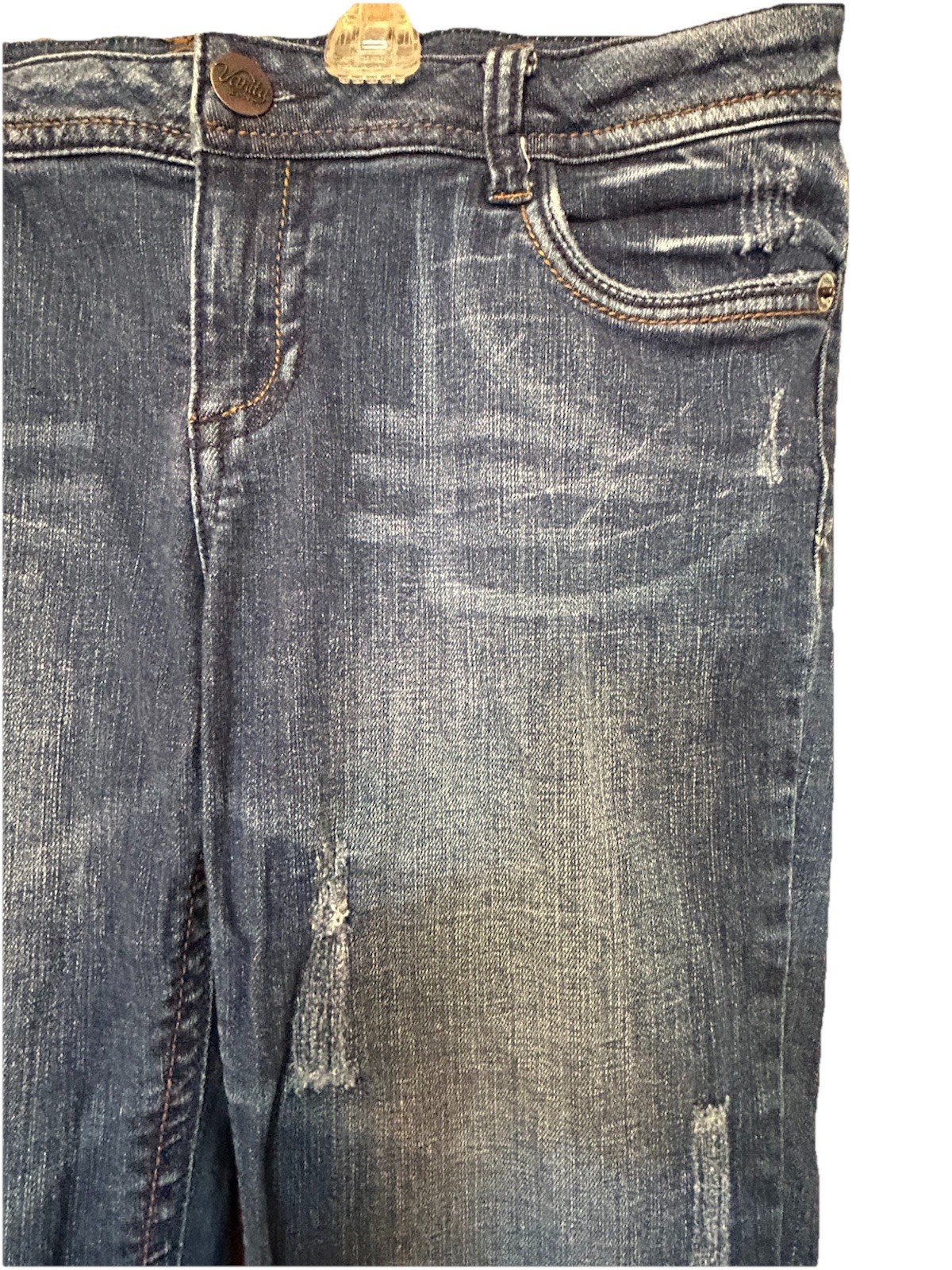 VTG Y2K Vanity Flair Leg Jeans 30 W 35 L Low Rise Pocket Button Flap Grunge