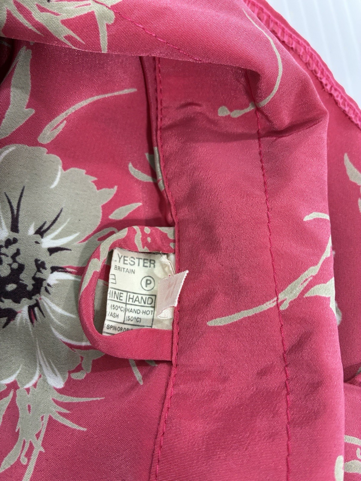 Vintage Silky Shirt Dress Size 14 Pink Floral Roll Tab Sleeves Made In Britain