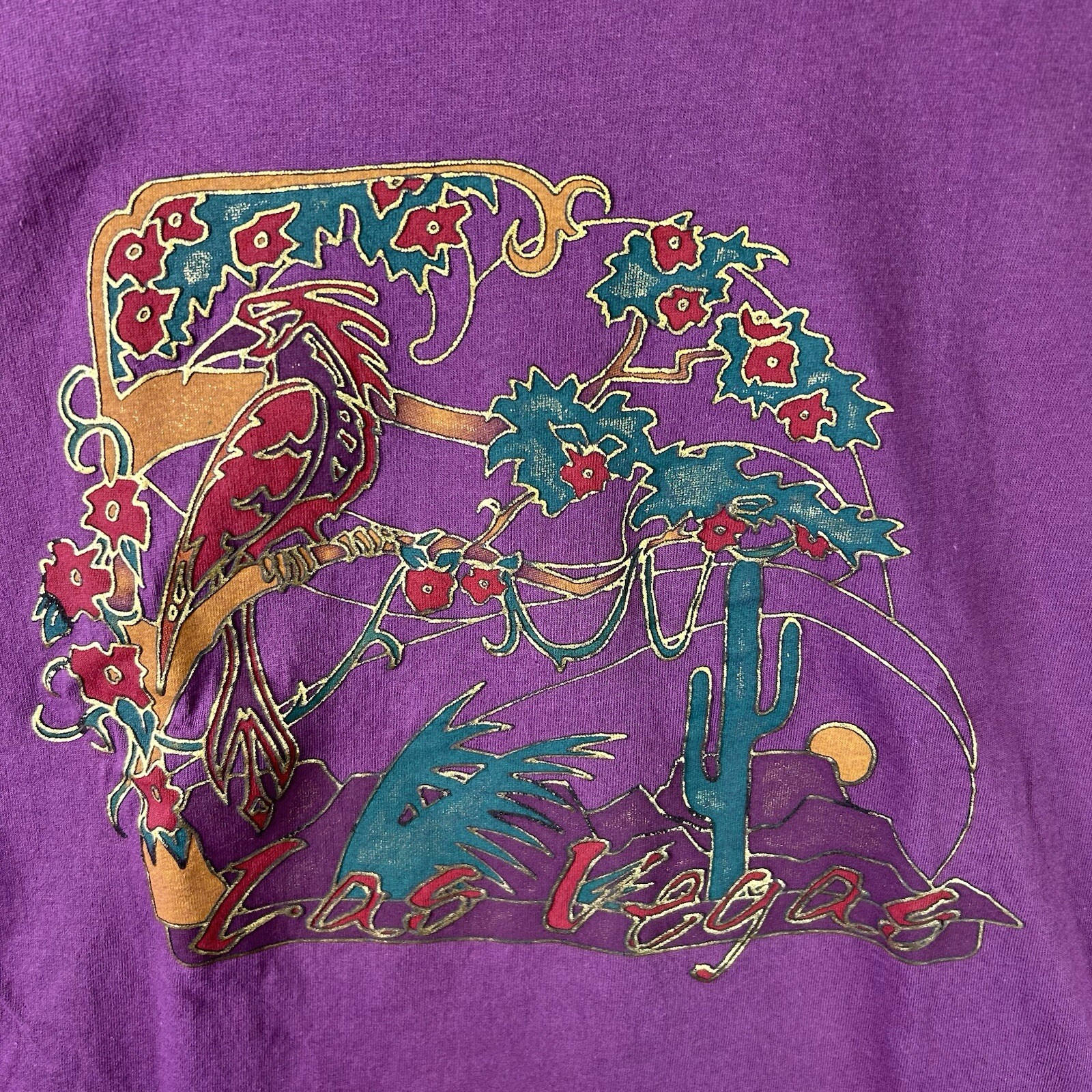 Vintage Las Vegas T Shirt Women’s Large Single Stitch Purple Made In USA
