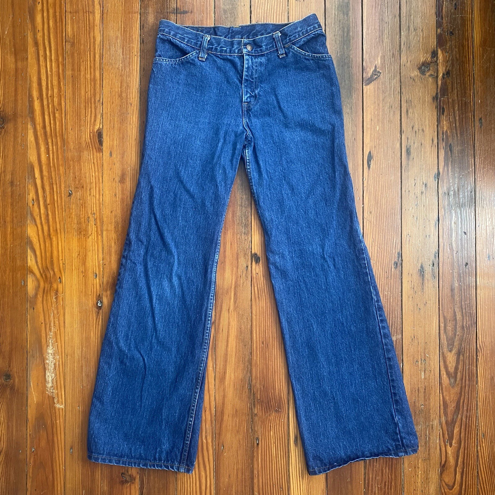 Vintage 70s Levi’s 29×31 Orange tab 515 bootcut flare snap zipper jeans