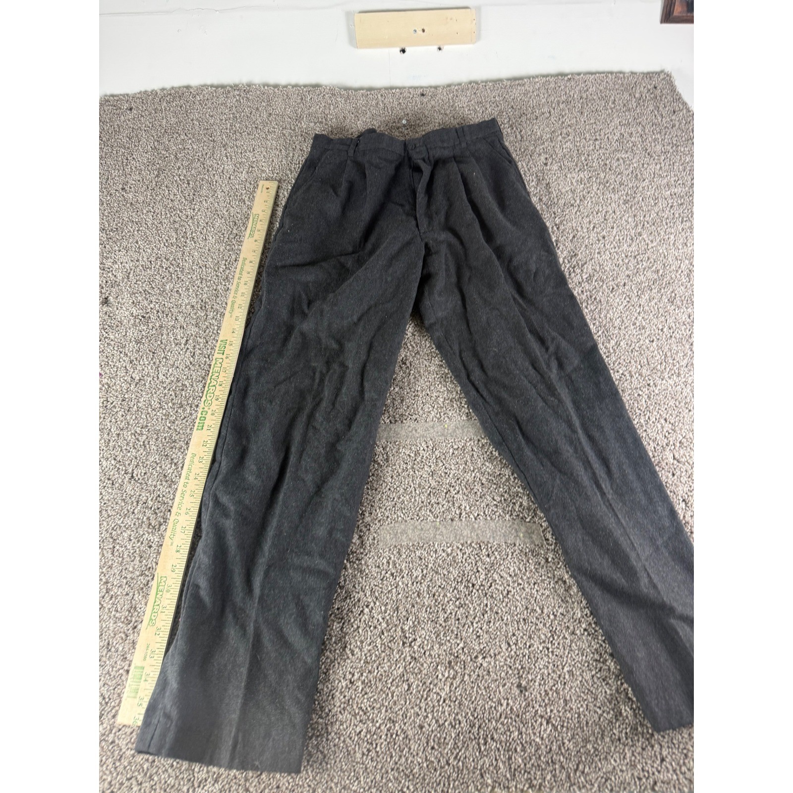 Vintage Cotler Grey Pleated High Waist Trousers Dark Charcoal Tapered Leg USA