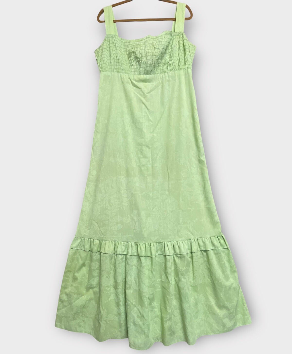 Vintage Penneys Hawaii Women’s Dress Medium Hawaiian Sundress Maxi Smocked Lime