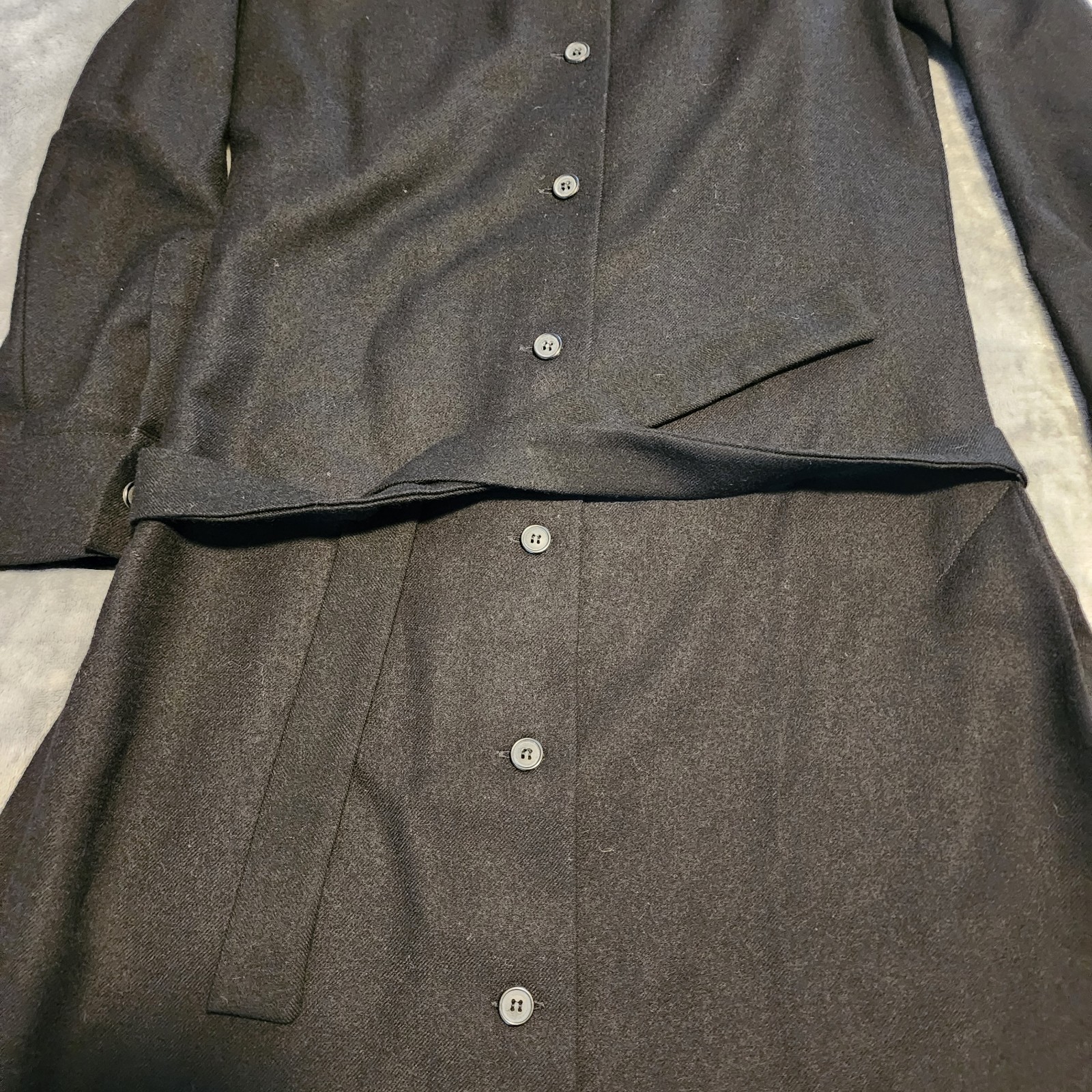 VINTAGE 70s Marimekko Design Research Button Front Dress 36 Black ORIGINAL BELT
