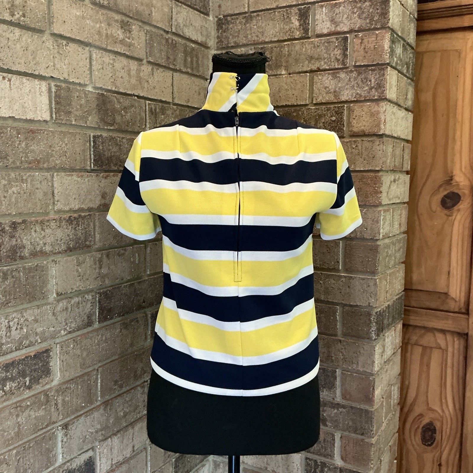 60s VTG Butte Knit 3-Piece Set Blue Jacket Skirt Striped Top Women’s XS/S #18F2