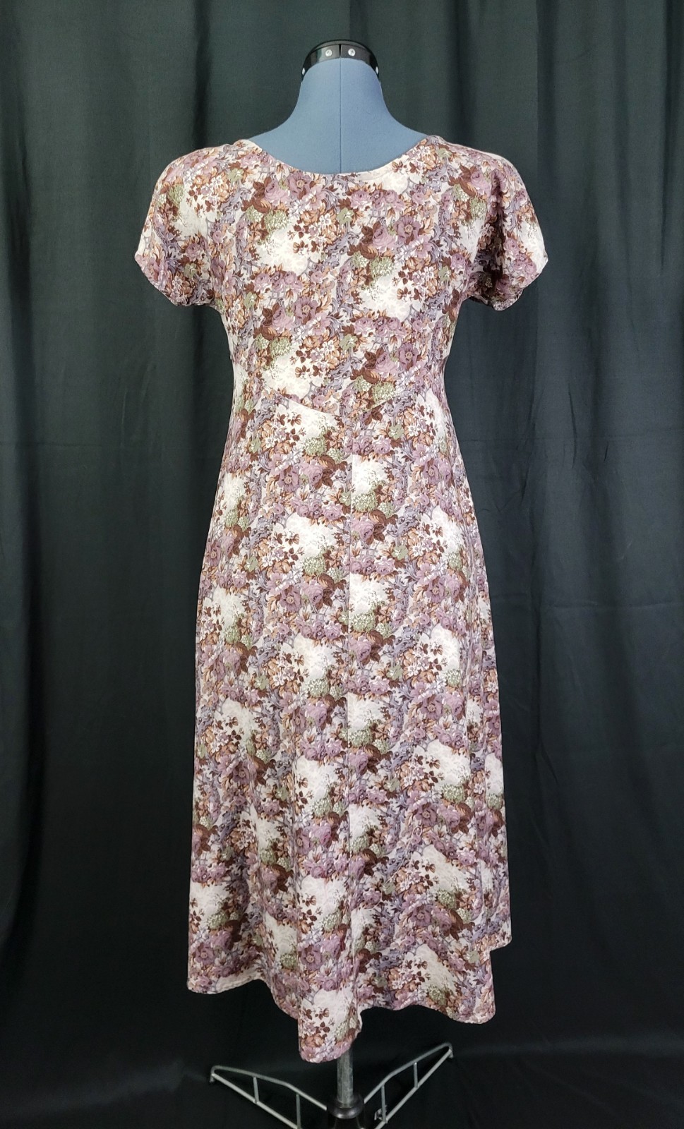 Vintage All That Jazz Muted Grey/Purple/Blue Floral Fit & Flare Dress Size XS?