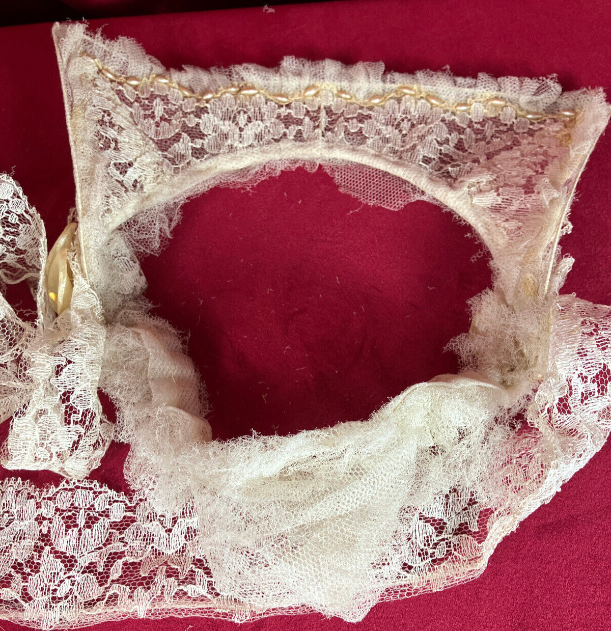 Antique 20s Orange Calla Lilly Blossom Tudor Square Wedding Headband Headpeice