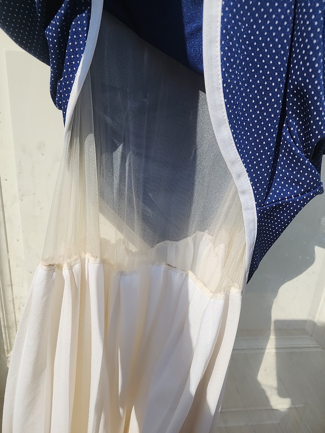 Vtg 80s Plus Romantic Trad Wife Modest Volup Polka Dot Tea Party Dress Sz 20