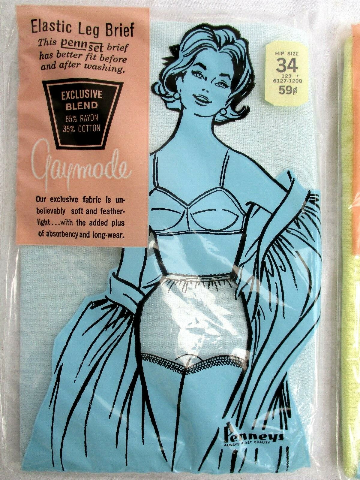 LOT of 3..VTG 1950’s..RAYON & COTTON..PANTIES..BLUE, YELLOW, WHITE..NEW NIP.sz S