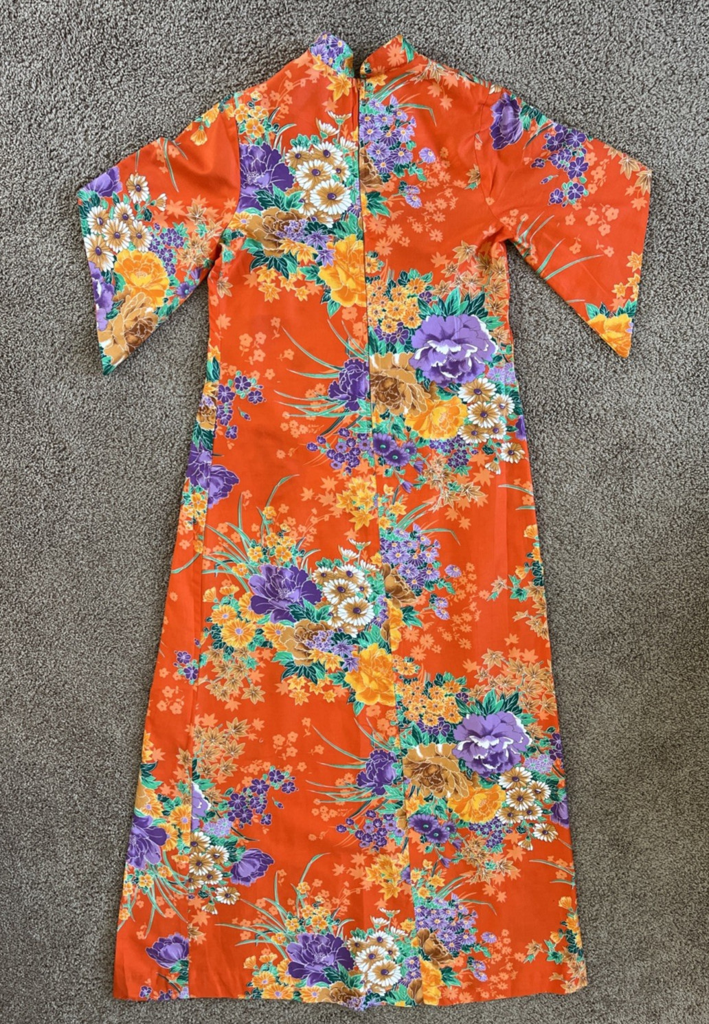 VTG 60/70s Sears Hawaiian Fashions Multicolor Floral Oriental Inspired Dress-Sz8