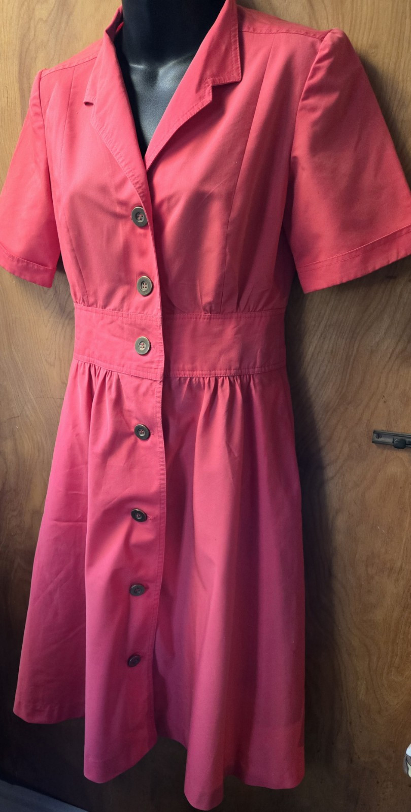 Vintage Anjac Dress Marc Needleman Coral Shirtwaist Wide Inset Waist 10 But 6ish