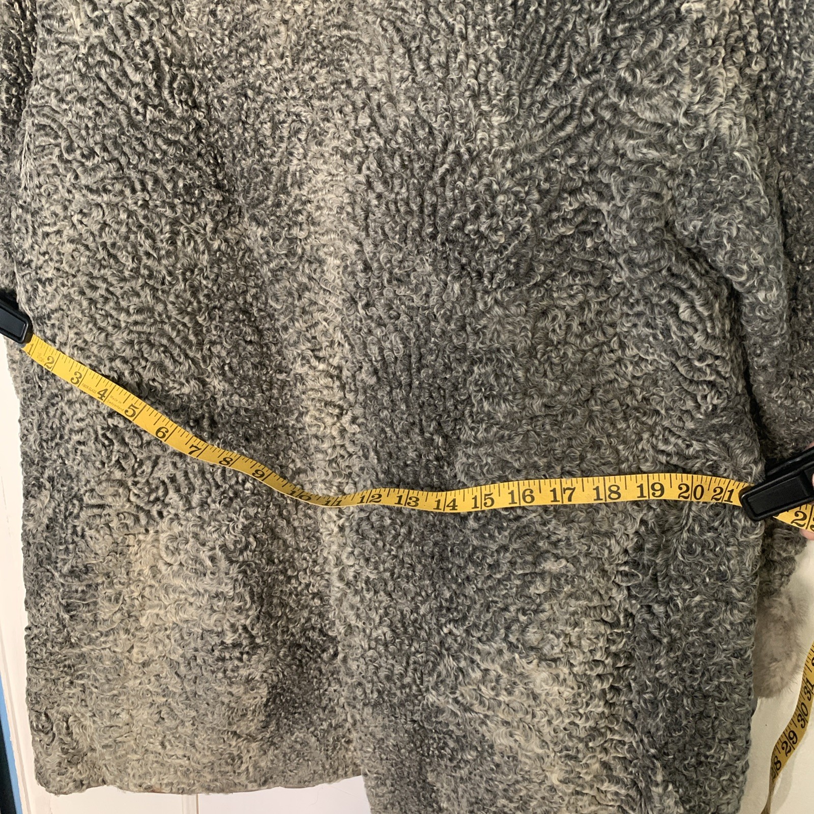 Vtg Gray Curly Persian Lamb Coat Fur Collar And Cuffs With Belt Small Truesdell