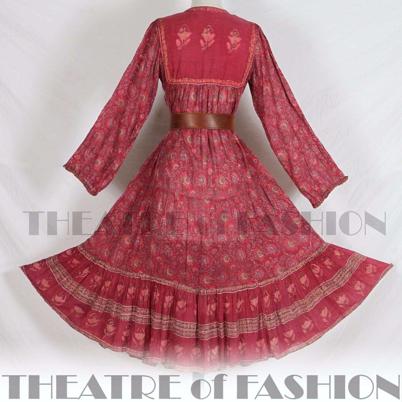 DRESS INDIAN PHOOL VINTAGE 70s WEDDING 6 8 10 12 14 60s HIPPY BOHO GAUZE GODDESS