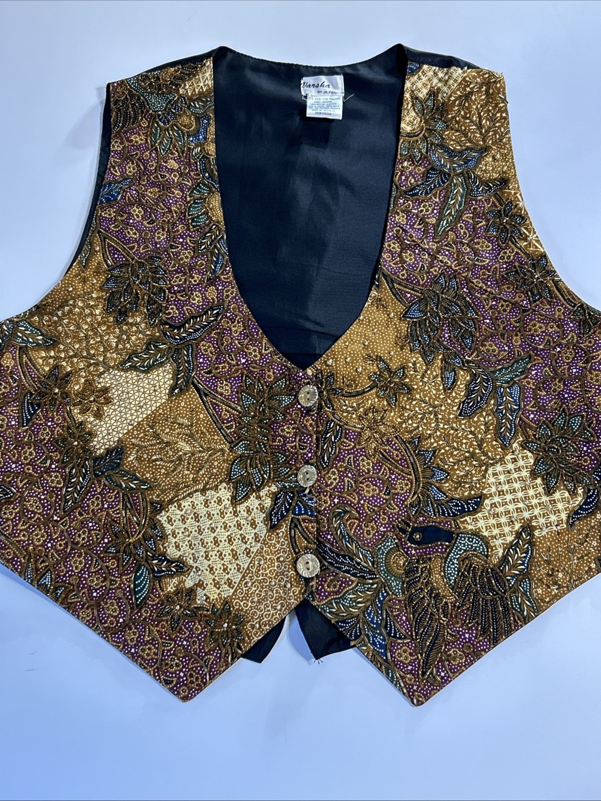 vintage 1980s or 1990s Varsha by JK Fashion beaded vest BOHO Art To Wear