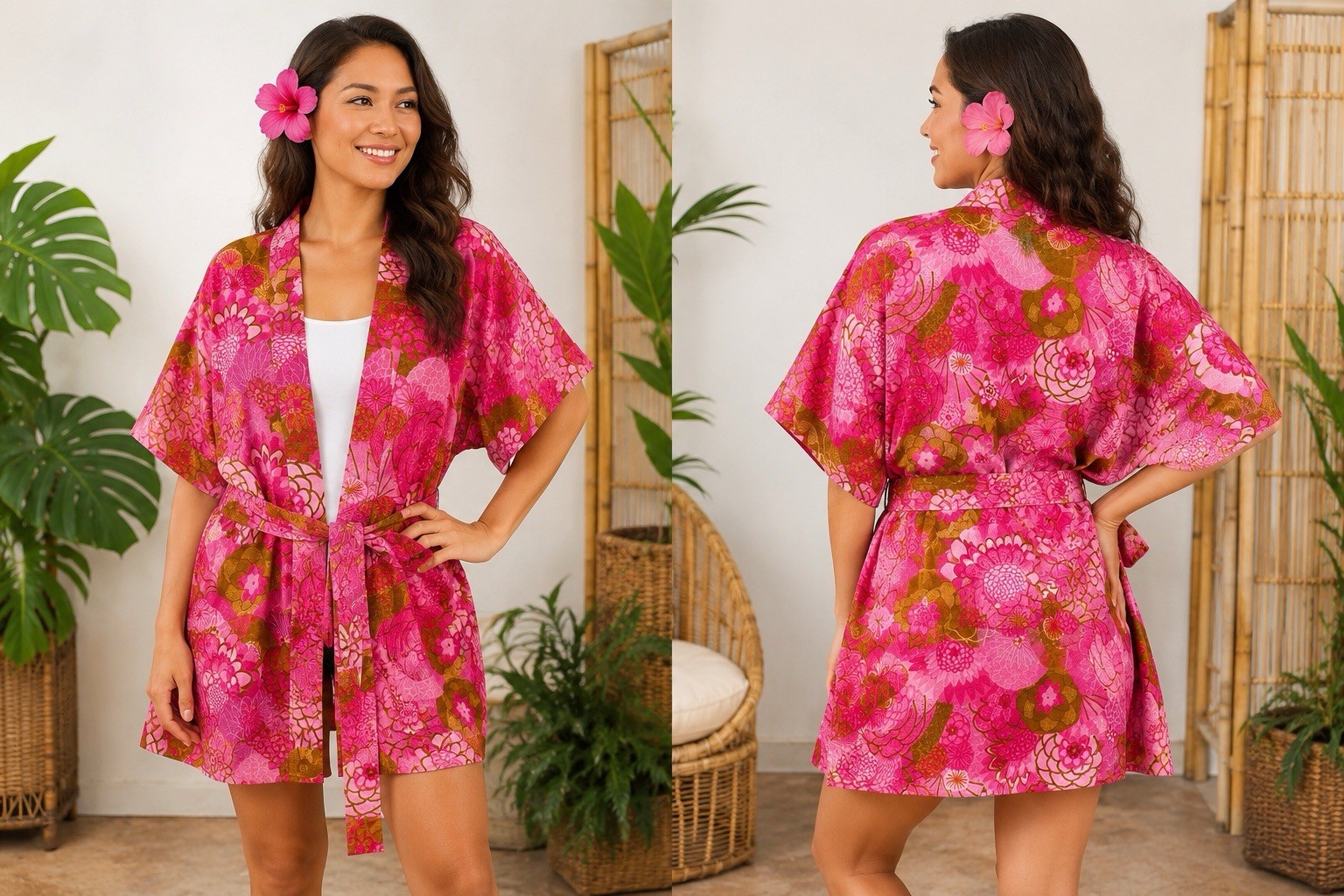 Pink vintage Royal Surf Hawaiian Kimono Blouse