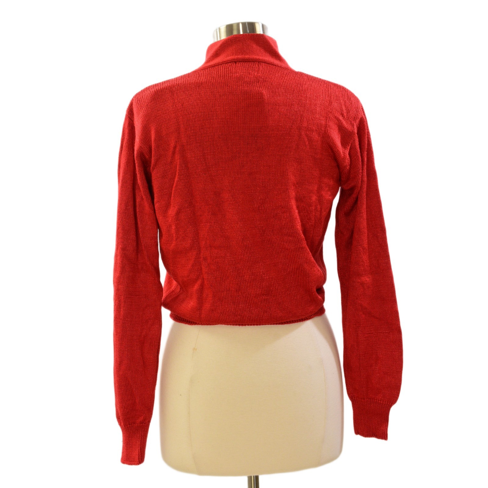 90s Vintage Red Knit Sweater Set Womens S Cropped Tank Wrap Cardigan Shawl Colla