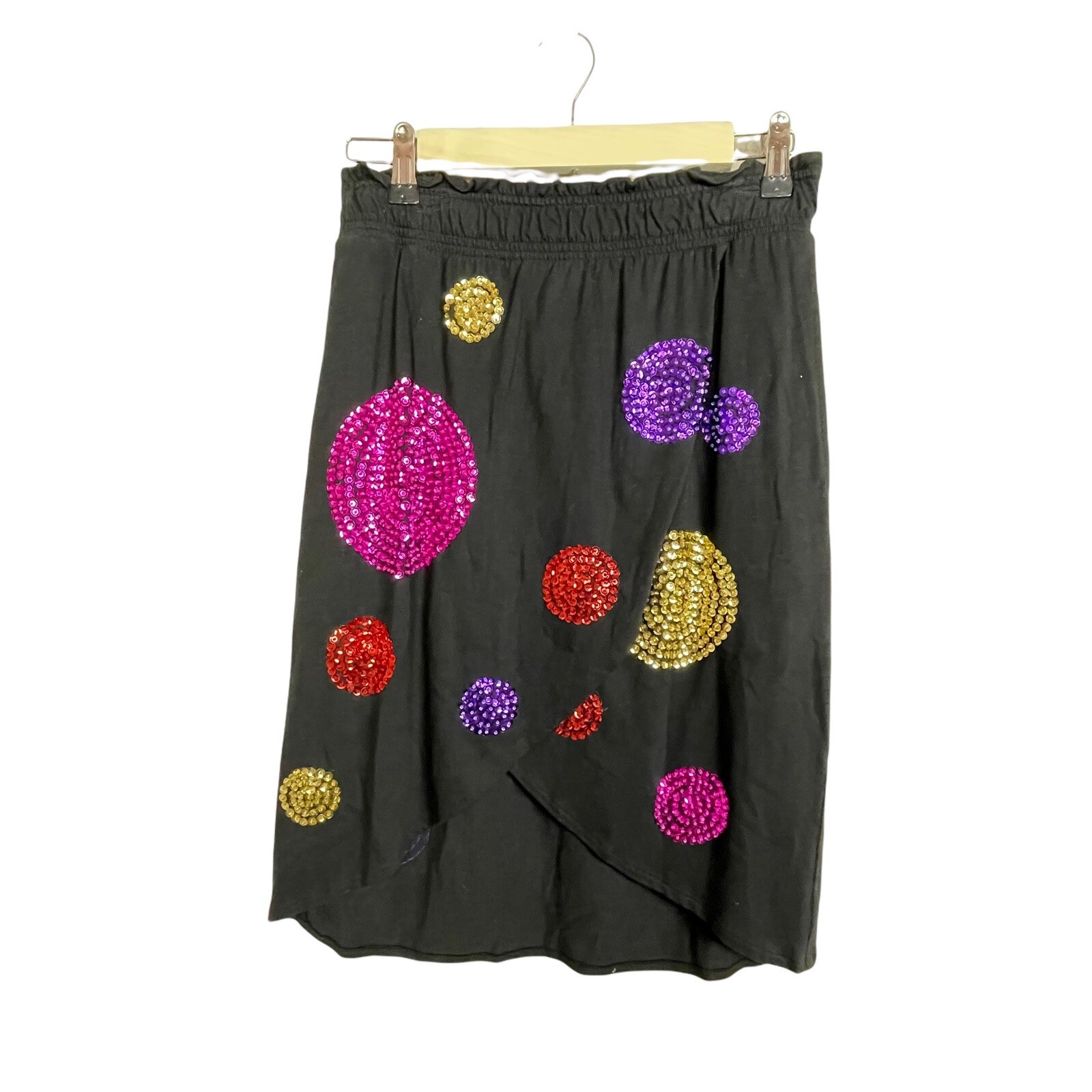 Gene Ewing Bis Black Sequin Circle Tulip Skirt Size S Whimsigoth 1980 Vintage