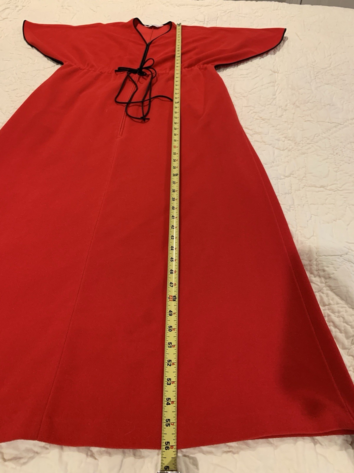 VTG Red Velour Vanity Fair 1/2 Zip Robe House Dress Sz S Flutter Cape Sleeve 70s