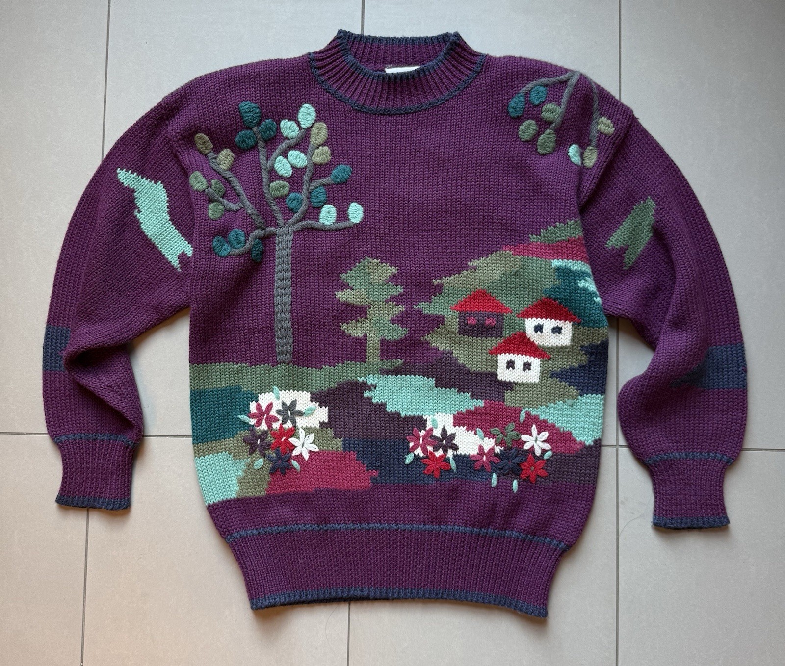 DDP Vintage Signe Incognito Sweater Pullover Wool Acrylic Emroidered 3D size S