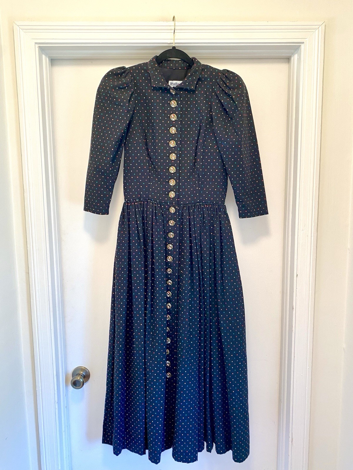 Antique Vtg Wallach Volkskunfthaus Munchen A-Line Dress German Handmade Sz 36