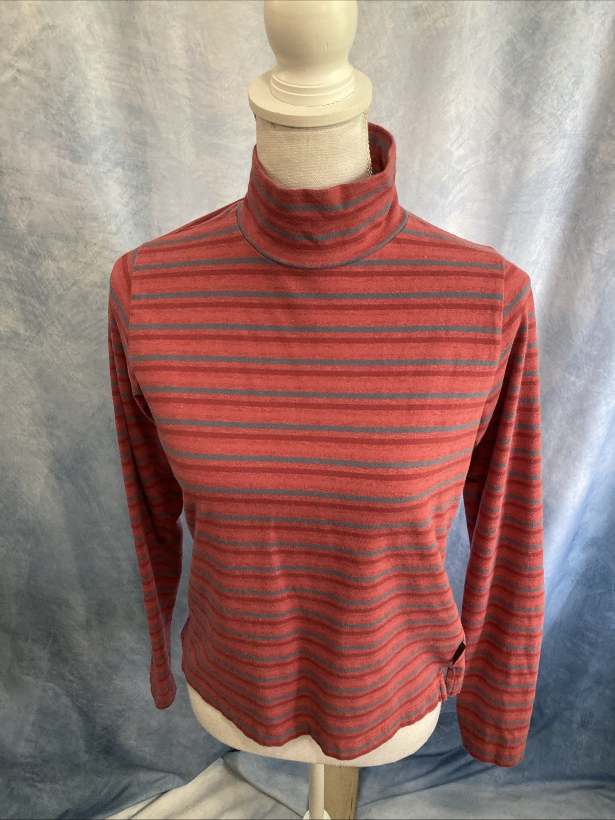 Vtg 90s Y2K Woolrich Striped Mock Neck Turtleneck Shirt Rosebud Grunge Cropped S