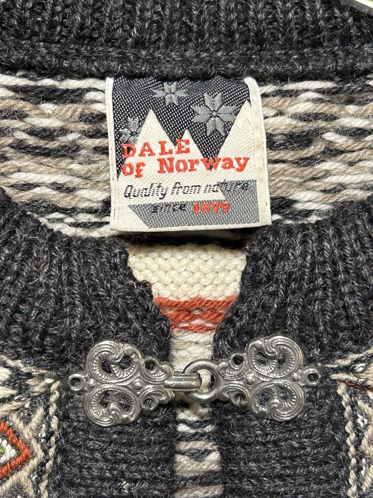 Vintage 80s Dale of Norway Cardigan Sz XL Nordic Fair Isle Snowflake Ski Sweater