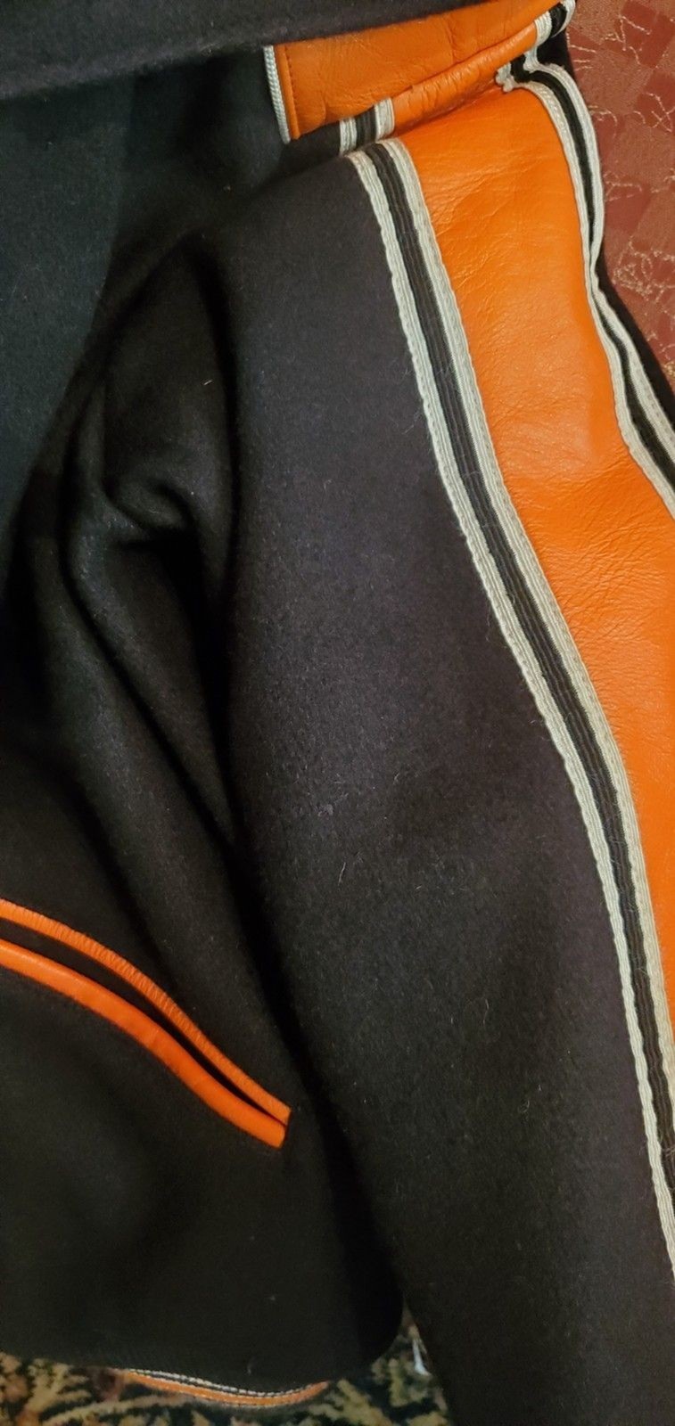 Vtg Trophy Jackets Varsity Letterman Jacket Womens 22 XL Orange Black White