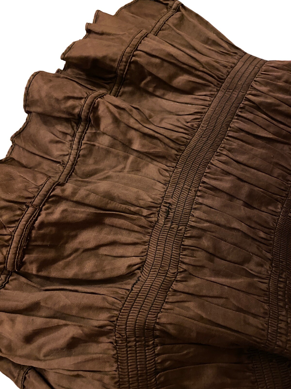 Antique Victorian Edwardian Petticoat Skirt Slip Brown Vintage 1890s-1900s