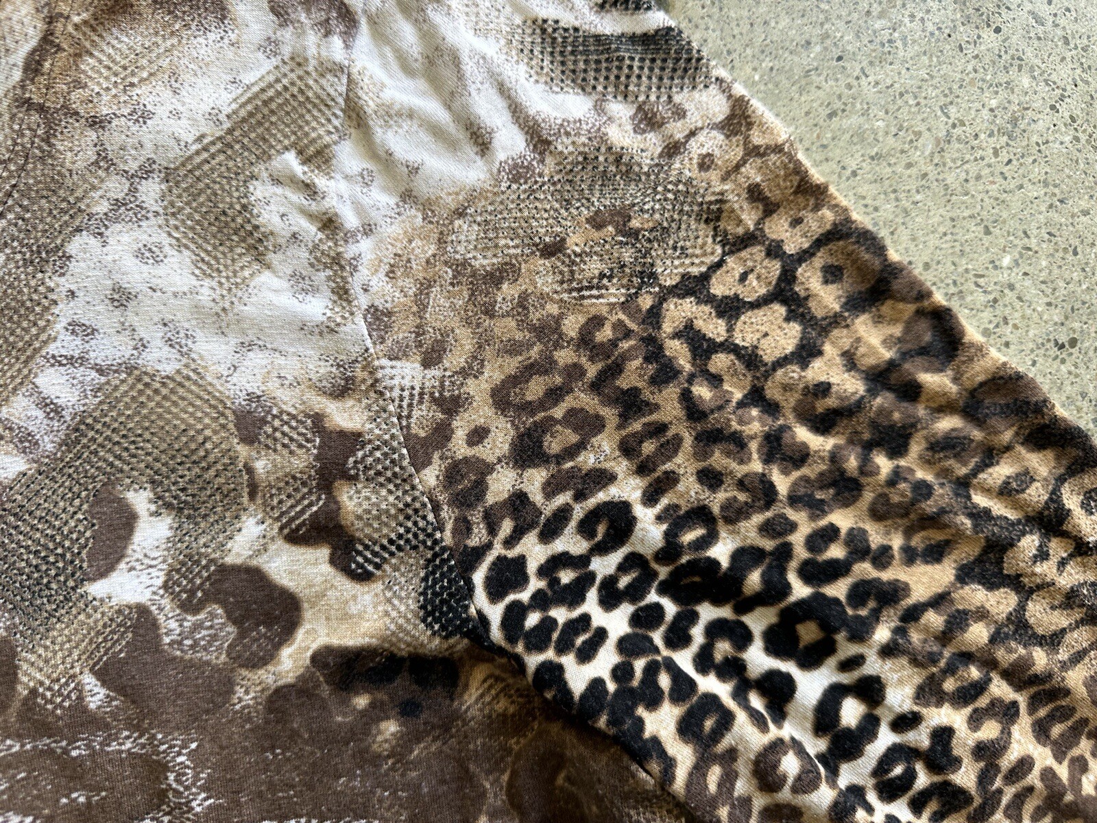 Vintage Top Story Brown Rayon Blend Mixed Animal Leopard Snake Print Top Size L