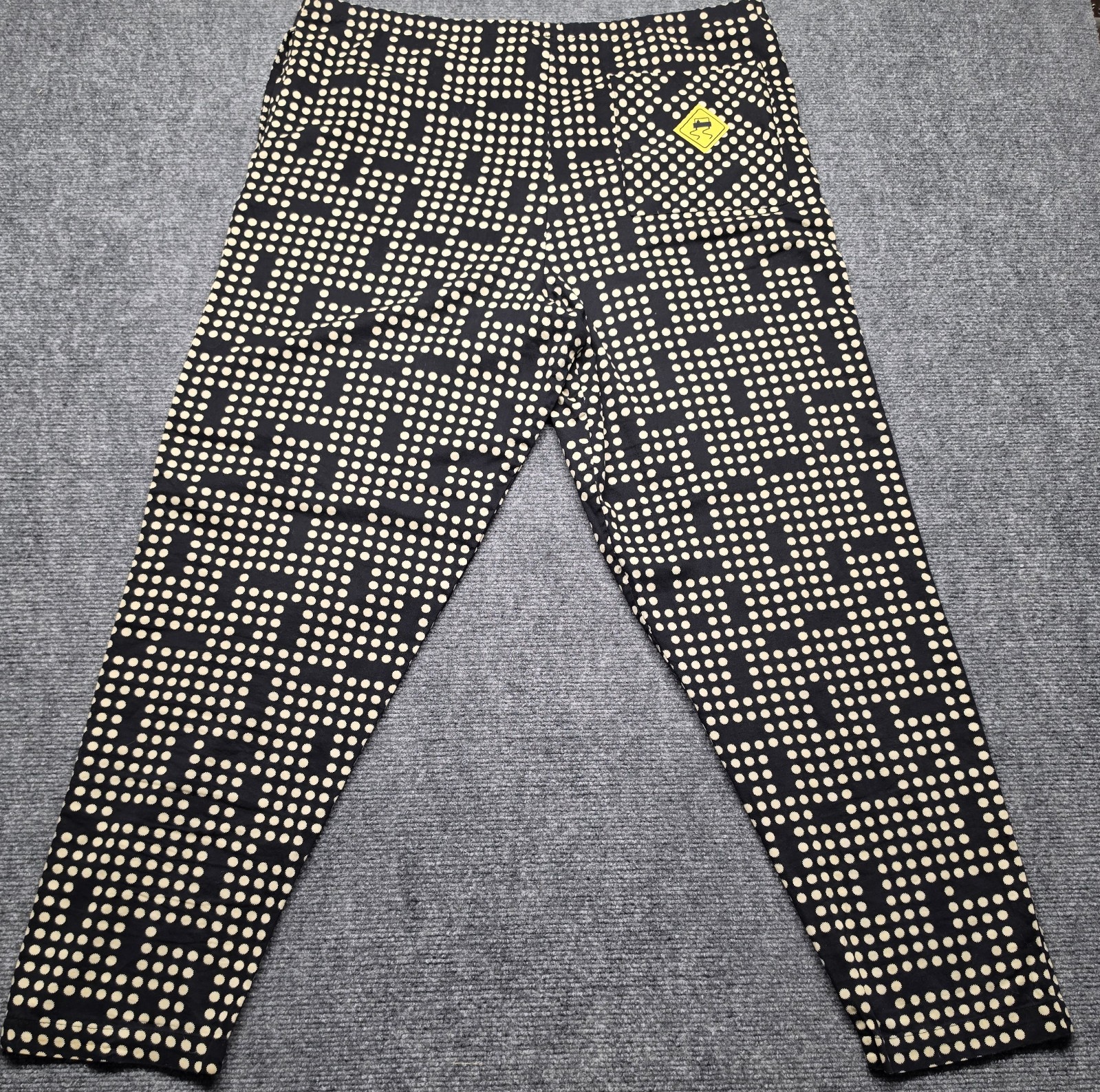 Vintage SKIDZ Pants One Size Fits All Black Cream Dot Grid Drawstring
