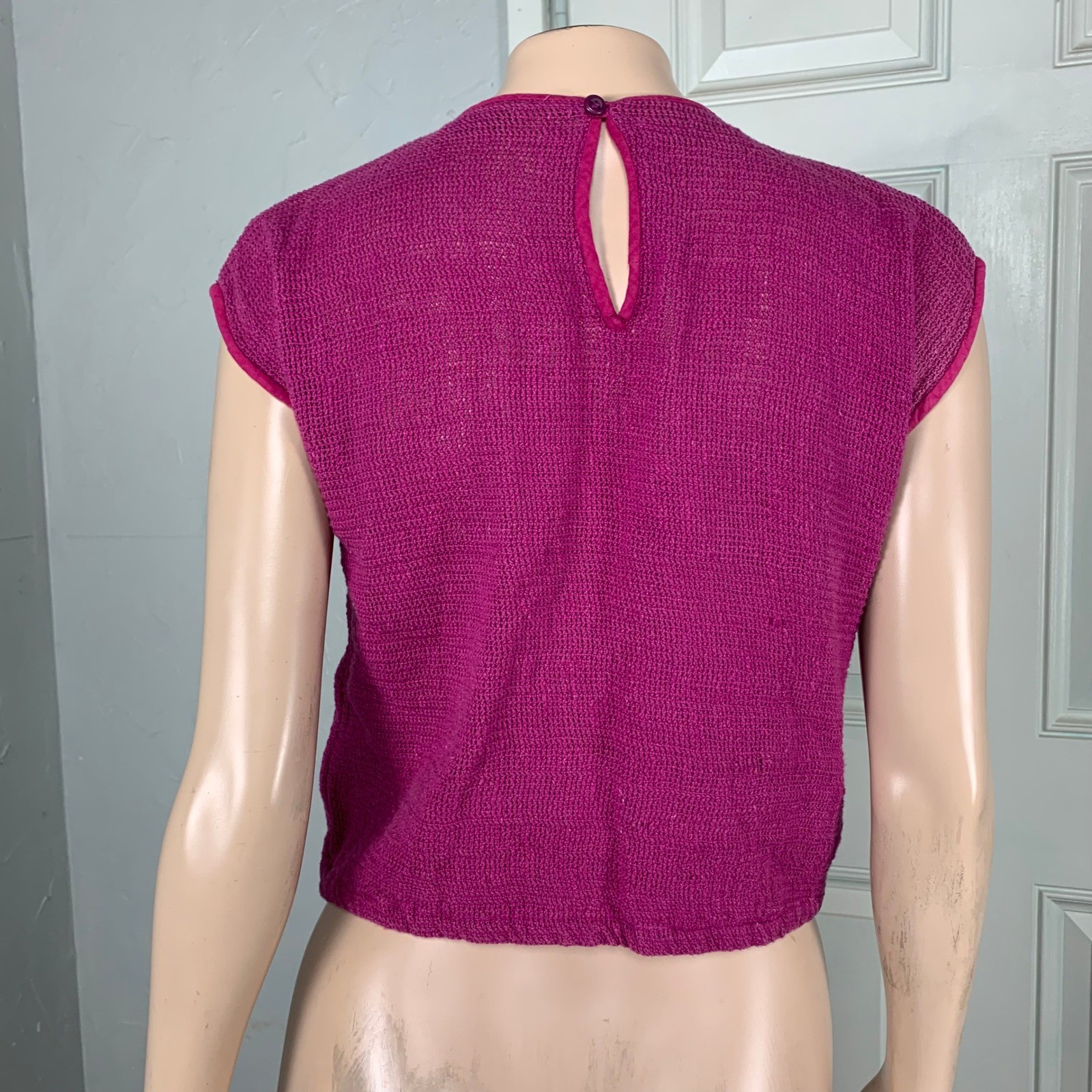 Vintage 70s Just Class Women’s Shirt India Top Cotton Woven Pockets Crop G3-13