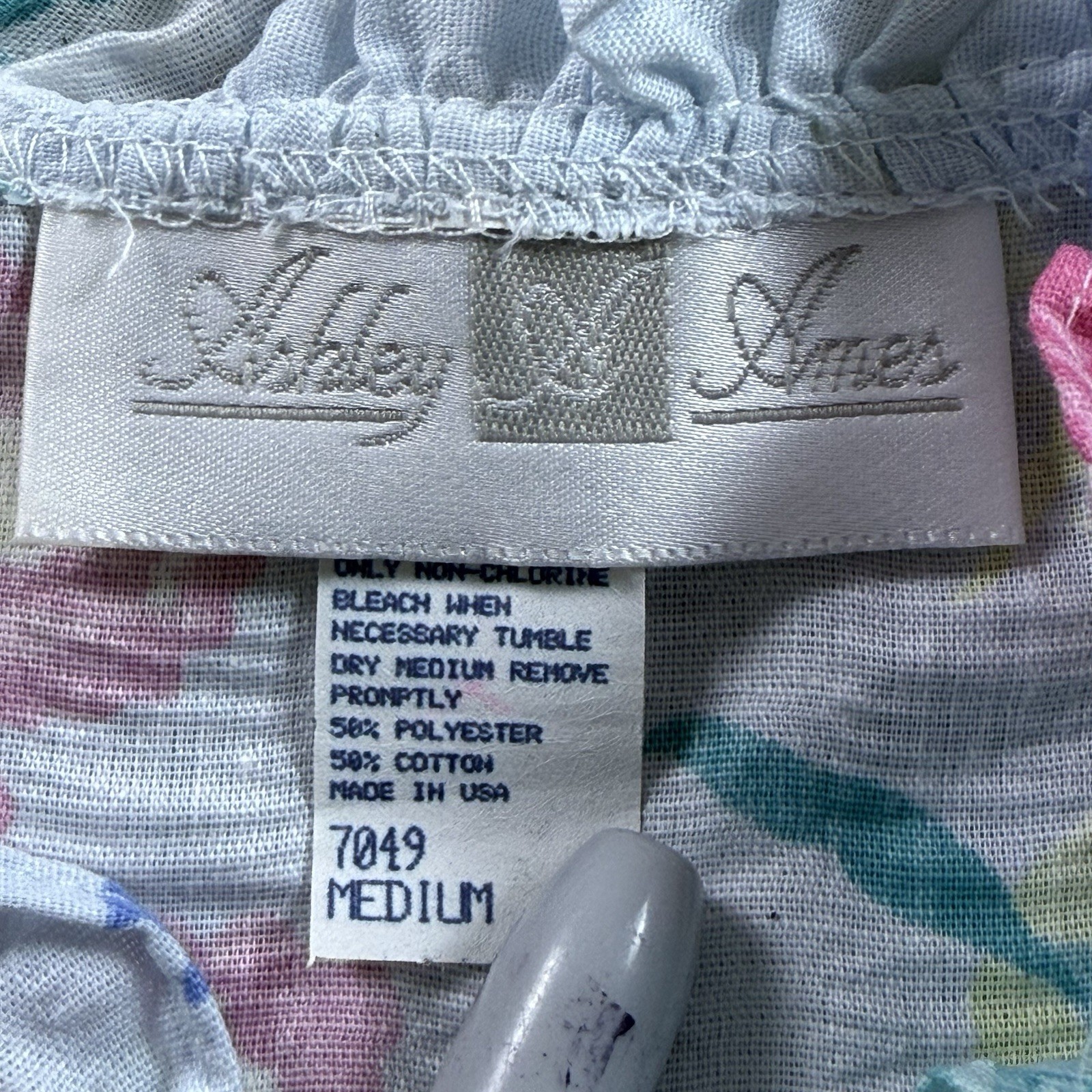 Vintage Ashley Ames Nightgown Medium Floral Ruffle Lace Front Zip Maxi USA