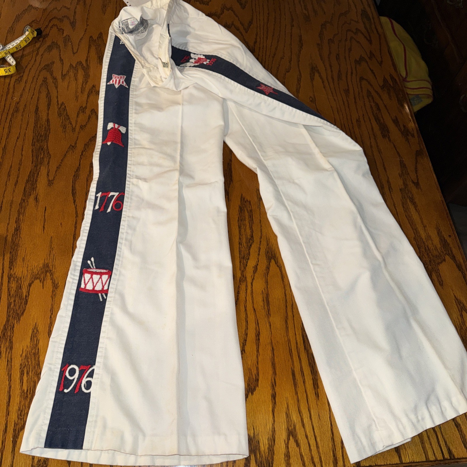Vtg 70s Bicentennial Bell Bottom Pants 1976 Sailor Button Fly ILGWU Union Made