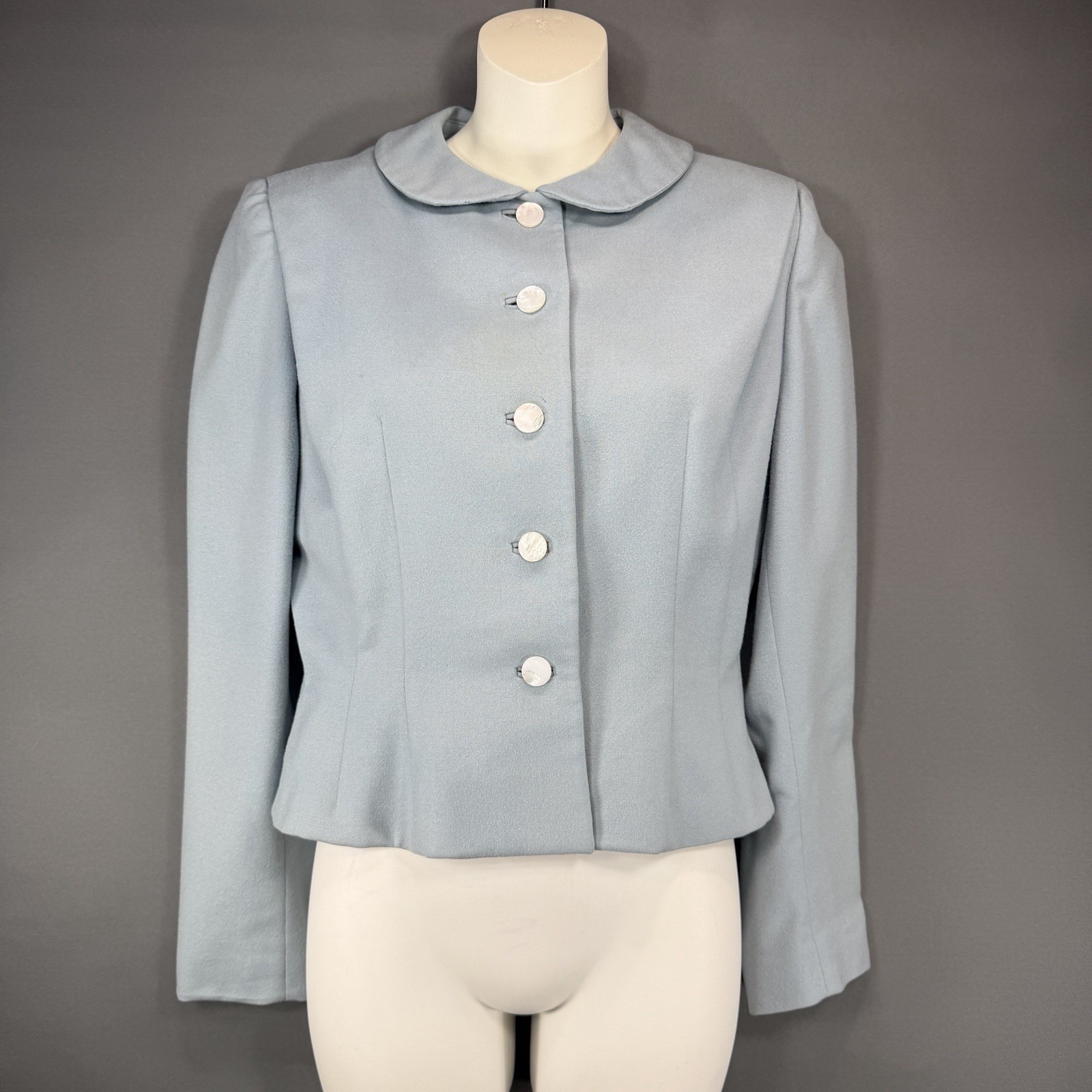 VTG Moordale Junior 50s Wool Jacket Peter Pan Collar Light Blue McEwen Thompson