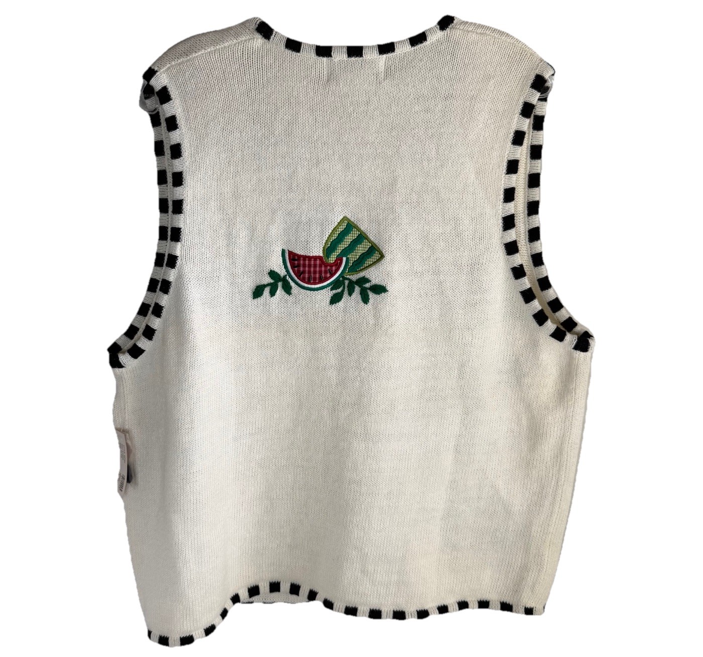 VTG 90’s Mandal Bay Knit Sweater Vest Size XL Teddy Bear Watermelon Cottagecore
