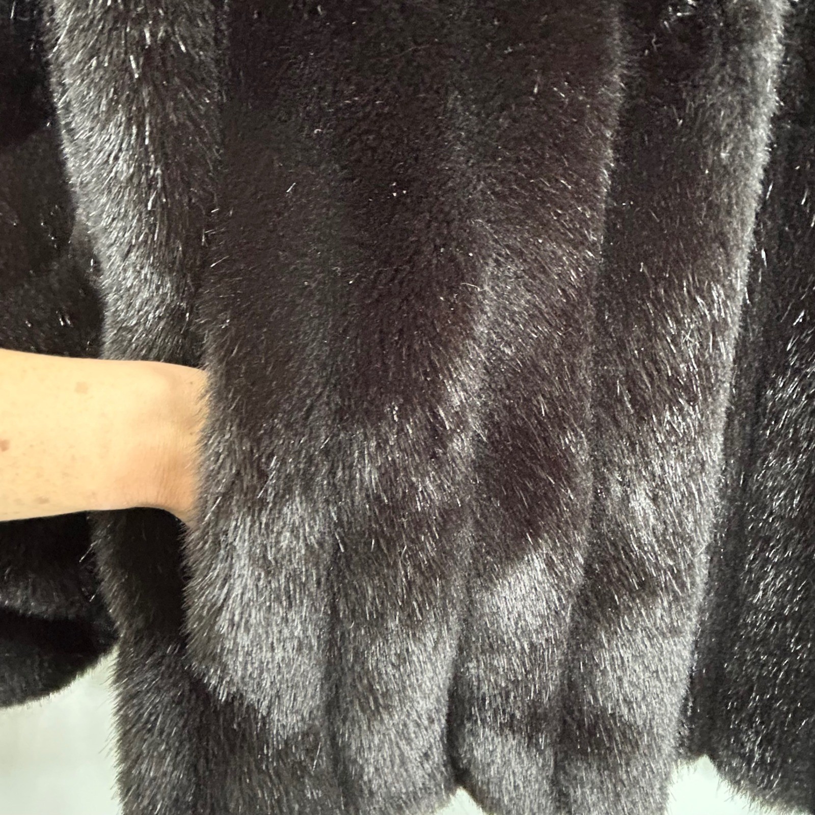 Vintage Monterey Faux Mink Fur Coat Dark Brown Shawl Collar Made USA 16 Mob Wife