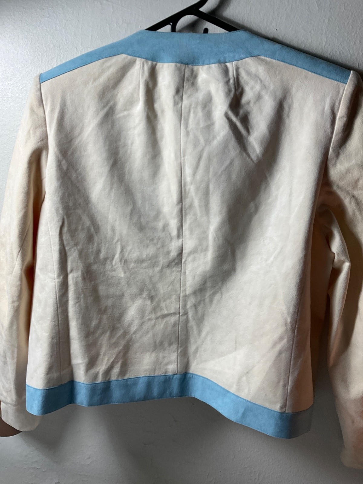 Vintage Lilli Ann Adolph Schuman Career Jacket Ultrasuede Blue/Cornflower Trim