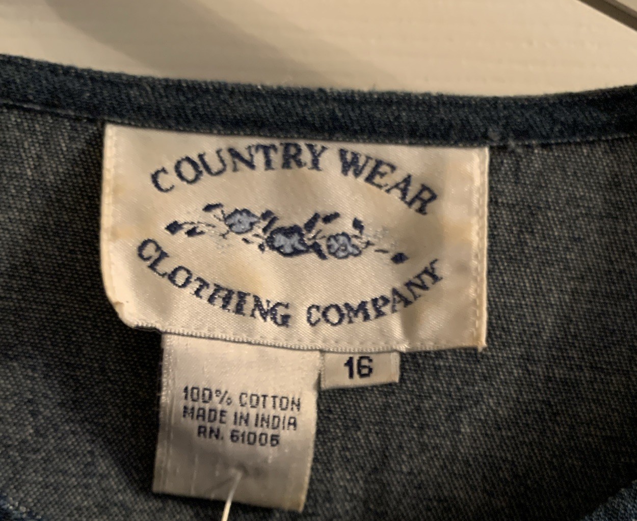 Country Wear Clothing Co. Size 16 Vtg Denim Maxi Dress W/Chickens On Pockets